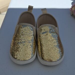 Gold Glitter Kids Slip-On Shoes